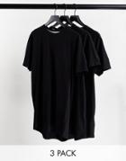 Soul Star 3-pack Longline T-shirts In Black