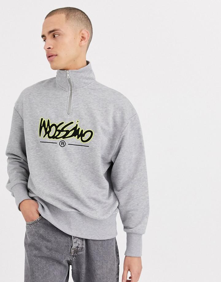 Mossimo Relaxed Funnel 1/4 Zip Sweatshirt In Gray