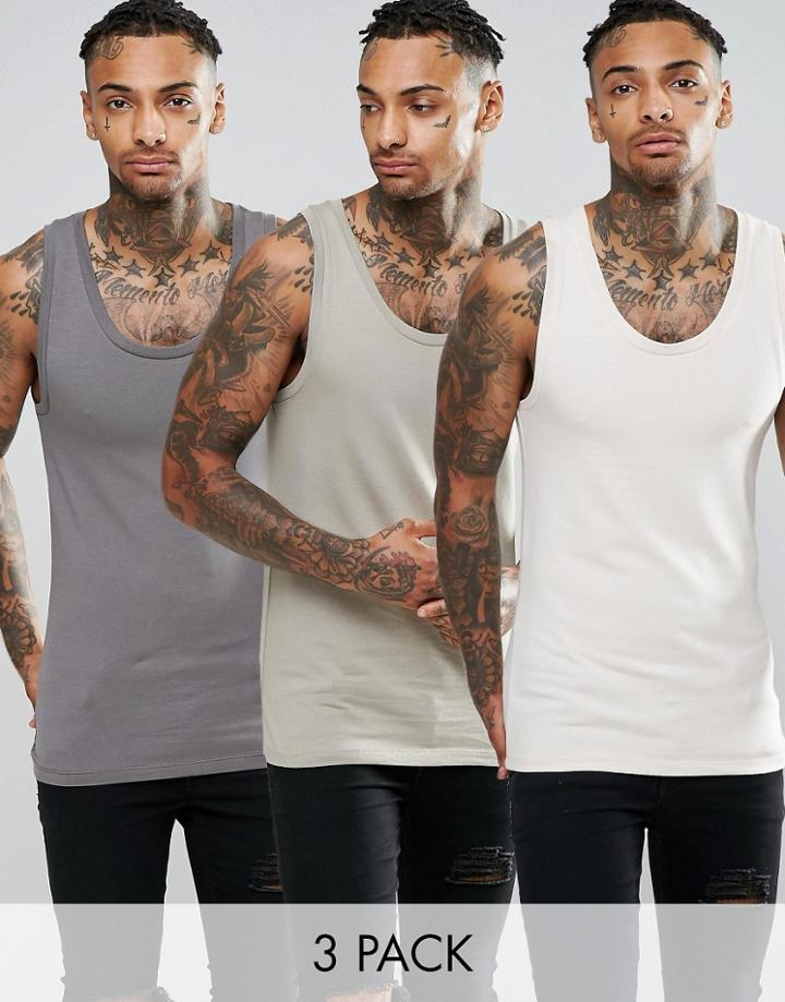 Asos Muscle Tank 3 Pack - Multi
