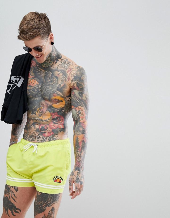 Ellesse Printed Stripe Swim Shorts In Green - Green