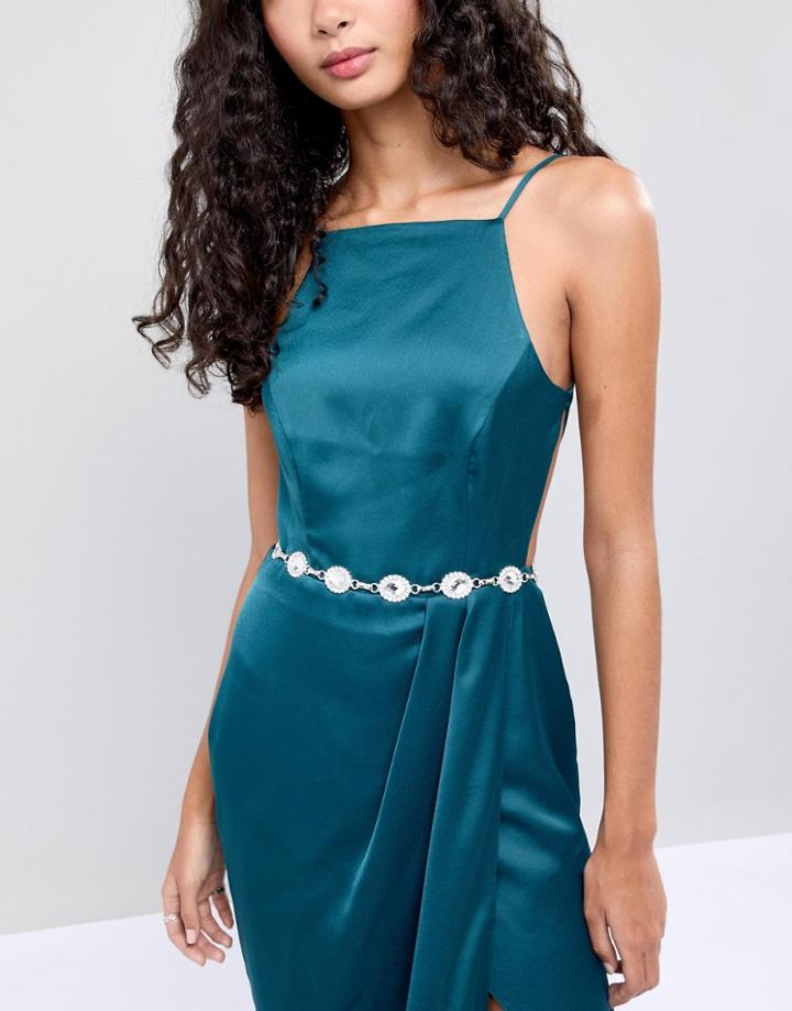 True Decadence Silver Embellished Occasion Belt - Silver