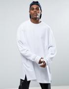 Asos Long Sleeve Extreme Oversized T-shirt With Super Long Sleeve In White - White