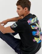 Le Breve Stencil Back Print Longline T-shirt-black