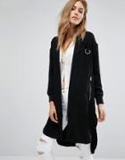 Mango Longline Twill Jacket - Black