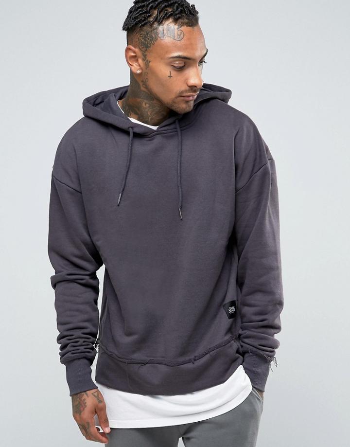 Sixth June Oversized Hoodie With Dropped Shoulder - Purple