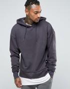 Sixth June Oversized Hoodie With Dropped Shoulder - Purple