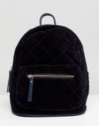 Pieces Quilted Velvet Backpack - Navy