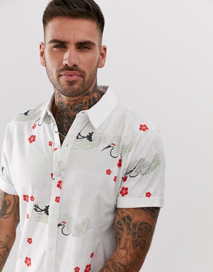 Ringspun Japanese Print Shirt - White