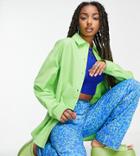 Collusion Washed Linen Shirt In Green