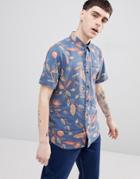 Volcom Broha Shirt With All Over Print In Blue - Blue