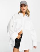 Asos Design Oversized Shirt With Wide Cuff Detail In White