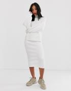 Bershka Knitted Two-piece Skirt In Cream