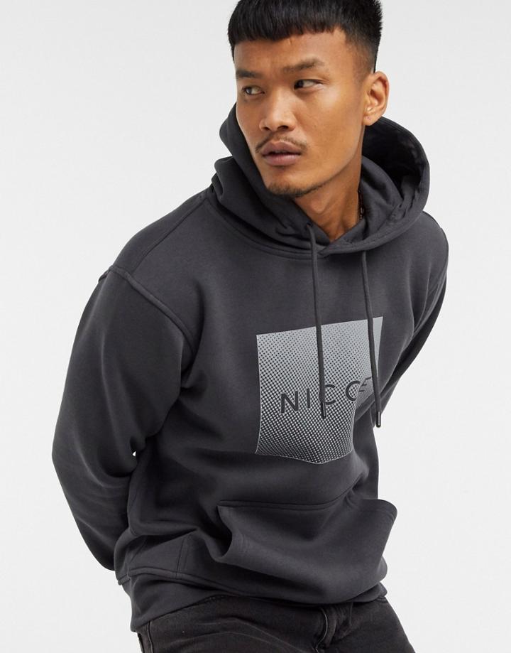 Nicce Rhombus Logo Printed Hoodie In Gray-grey