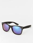Jeepers Peepers Rubber Square Sunglasses With Flash Lens - Black