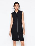 Ganni Moscow Tailor Zip Through Dress In Black - Black