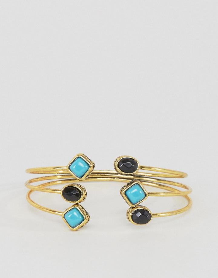 Designb Stone Cuff Bracelet - Gold