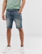 Asos Design 12.5oz Skinny Denim Shorts In Vintage Dark Wash - Blue