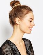 Asos Large Gold Faux Pearl Bun Holder - Gold