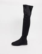 Asos Design Kennedy Flat Over The Knee Boots In Black
