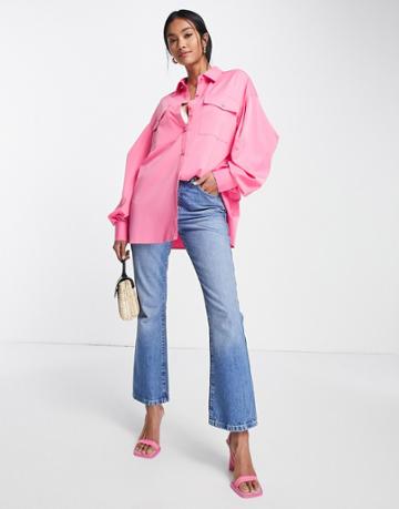 Extro & Vert Pleated Oversized Shirt In Pink