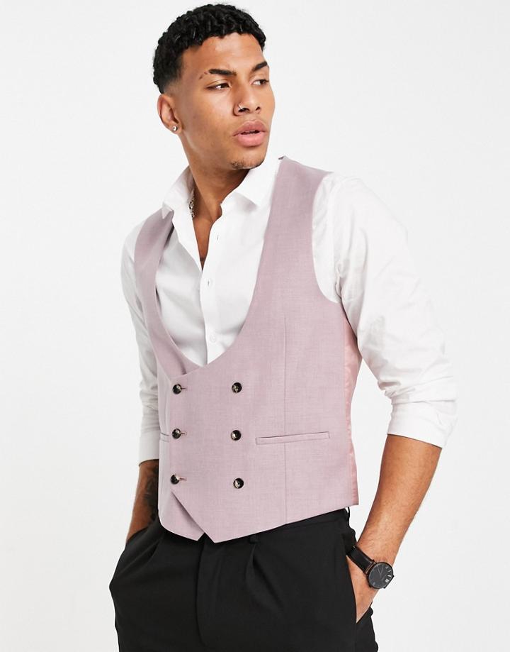 Moss London Waistcoat In Dusty Pink