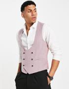 Moss London Waistcoat In Dusty Pink