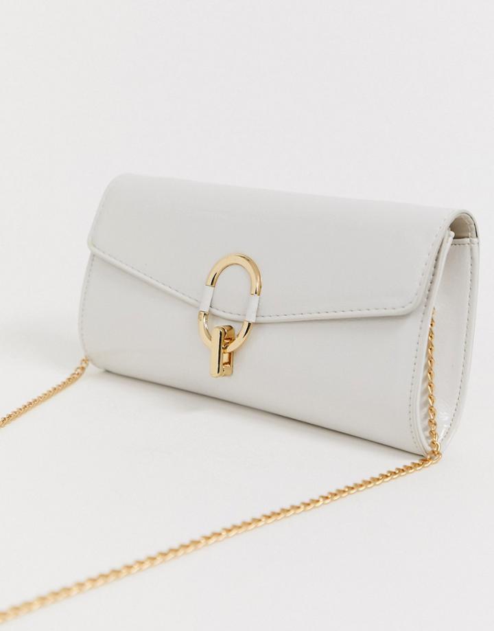 New Look Leather Look Clutch Bag In Off White