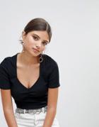 Boohoo Sweetheart Neck Crop Top - Black