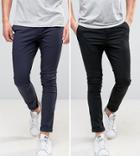 Asos Design 2 Pack Super Skinny Chinos In Black & Navy Save - Multi