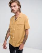 Asos Regular Fit Shirt With Revere Collar In Mustard - Yellow
