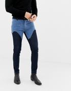 Asos Design Skinny Jeans In Indigo With Western Detail - Blue