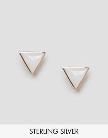Carrie Elizabeth Triangle Moonstone Earrings - Gold
