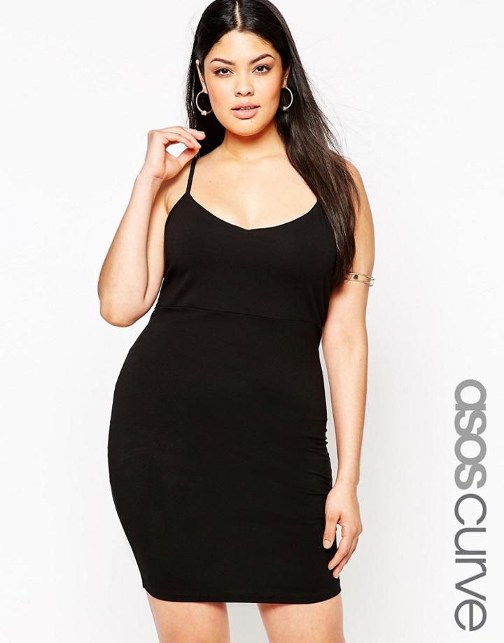 Asos Curve Mini Cami Body-conscious Dress - Black
