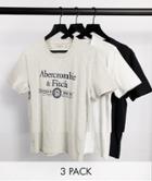 Abercrombie & Fitch 3 Pack Large Front Logo T-shirt In White/gray Heather/black-multi