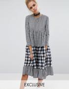 Milk It Vintage Tiered Dress With Mix & Match Gingham - Black