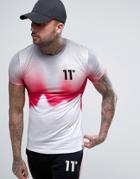 11 Degrees T-shirt In White With Logo And Fade Print - White