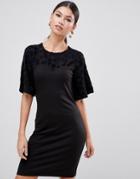 Y.a.s Louise Floral Yolk Shift Dress - Black