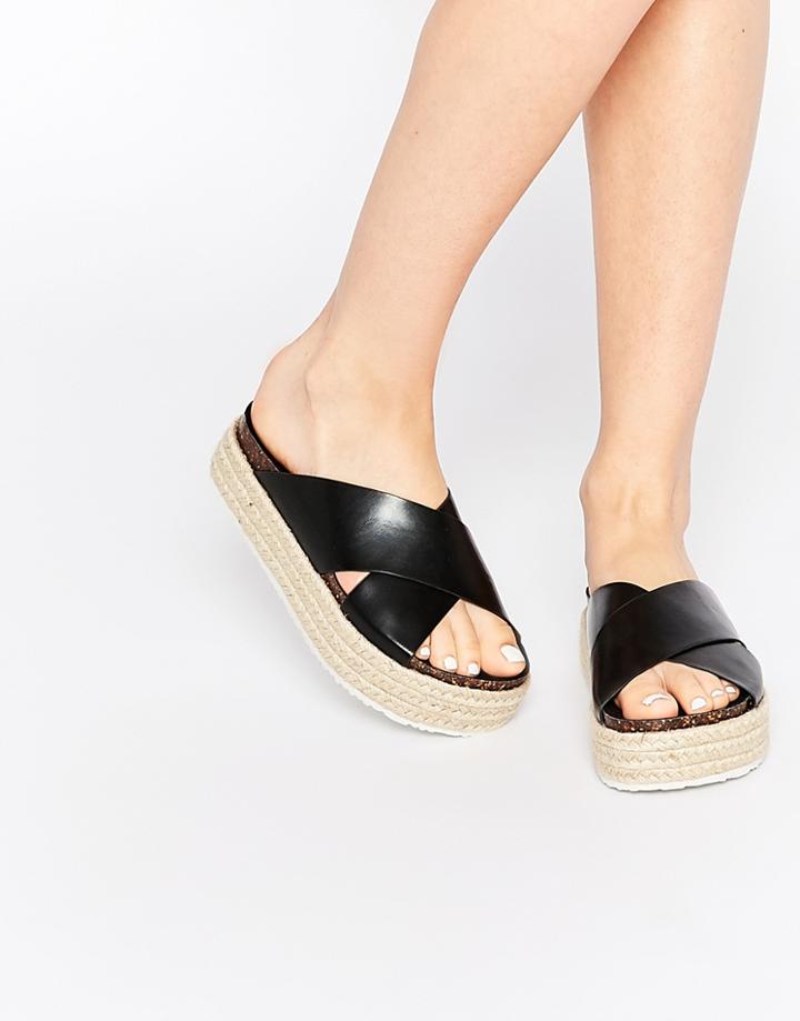 Asos Further On Espadrille Mule Flatforms - Black