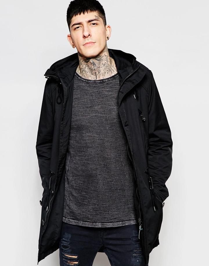 Lindbergh Parka With Hood - Black