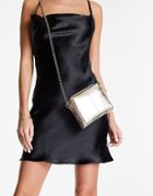 Paul Costelloe Leather Cross Body Chain Strap Bag In Metallic Gold
