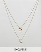 Monki Double Layer Crescent Moon Necklace - Gold