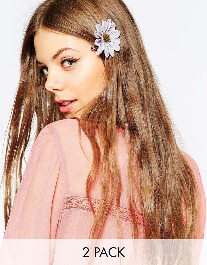 Limited Edition Pack Of 2 Flower Hair Brooches - Pink