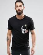 Only And Sons Crew Neck T-shirt With Print And Badge Detail - Black