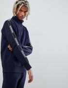 Napapijri Beja 1/4 Zip Tape Logo Sweat In Navy - Navy
