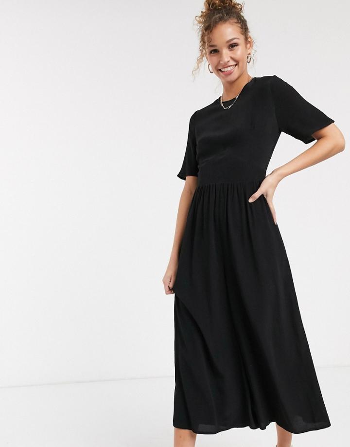 Asos Design Tea Jumpsuit With Button Back Detail-black