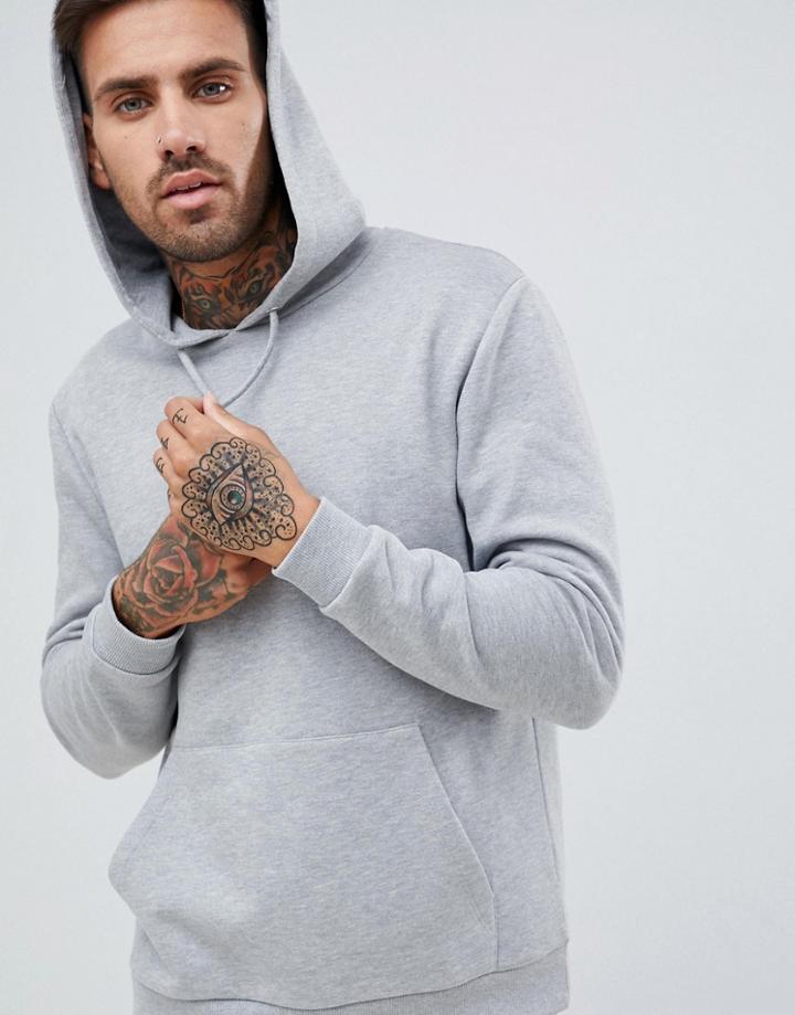 Asos Design Hoodie In Gray Marl - Gray