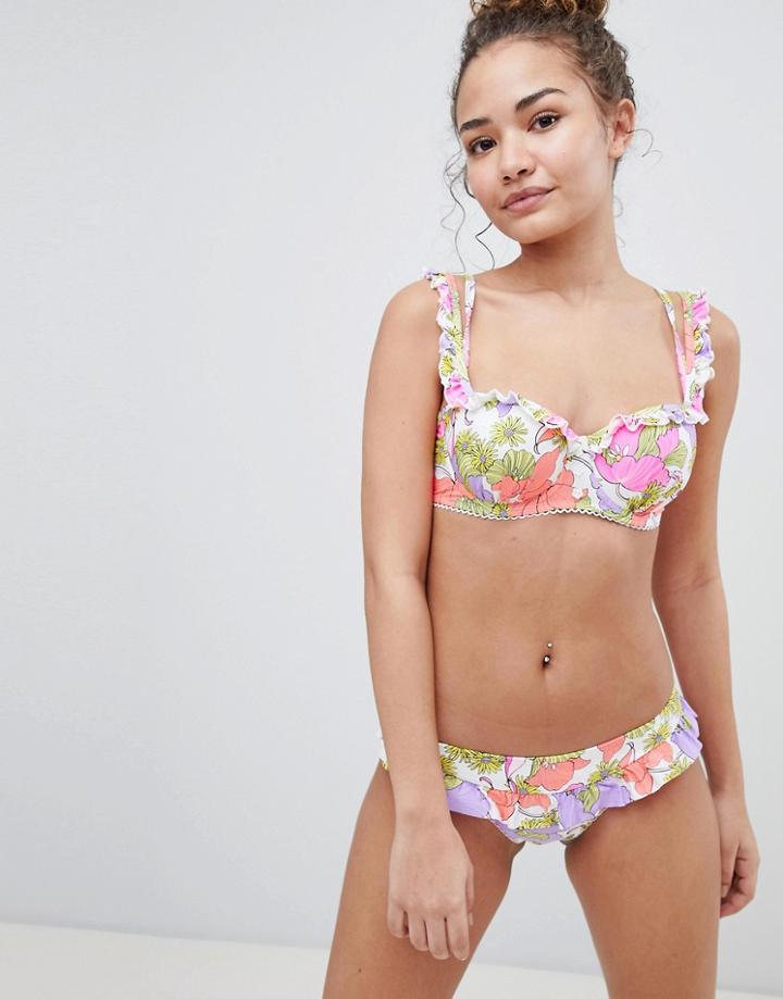 Floozie By Frost French Retro Daisy Frill Bikini Bottom-multi