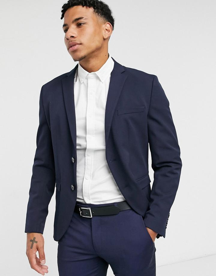 Selected Homme Slim Jersey Suit Jacket In Navy