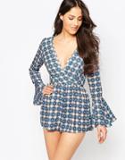 Love Bell Sleeve Romper - Tile Print