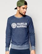 Franklin And Marshall Crew Neck Sweatshirt With Chest Logo - Navy Melange